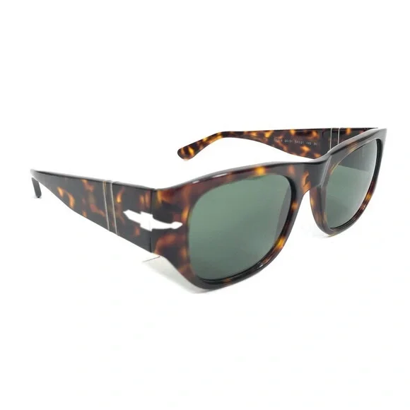 Persol Sunglasses 3308-S 24/31 Polished Tortoise Frames with Green Lenses 54 mm